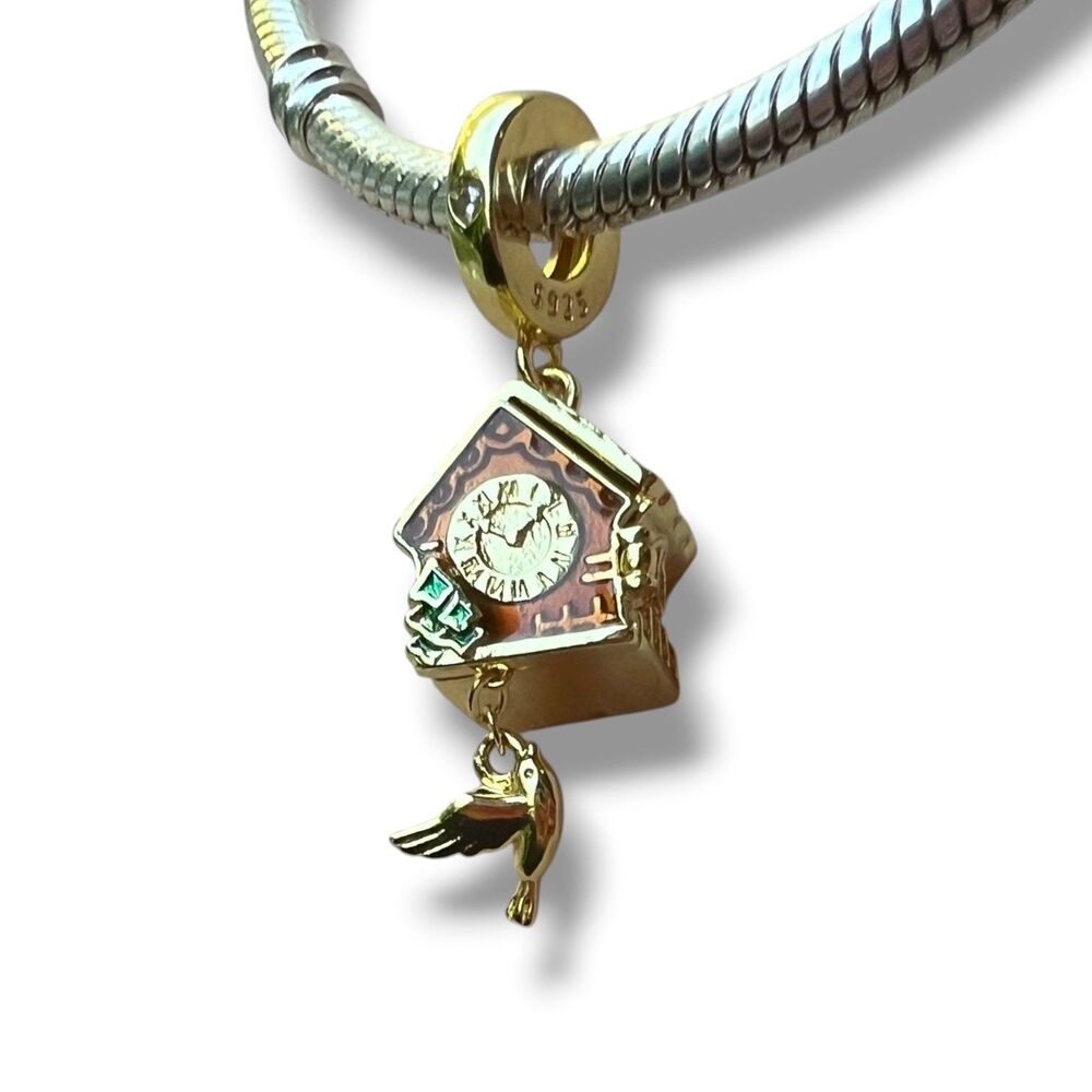 Vintage Cuckoo Clock S925 Sterling Silver Pandora Moments Compatible Charm